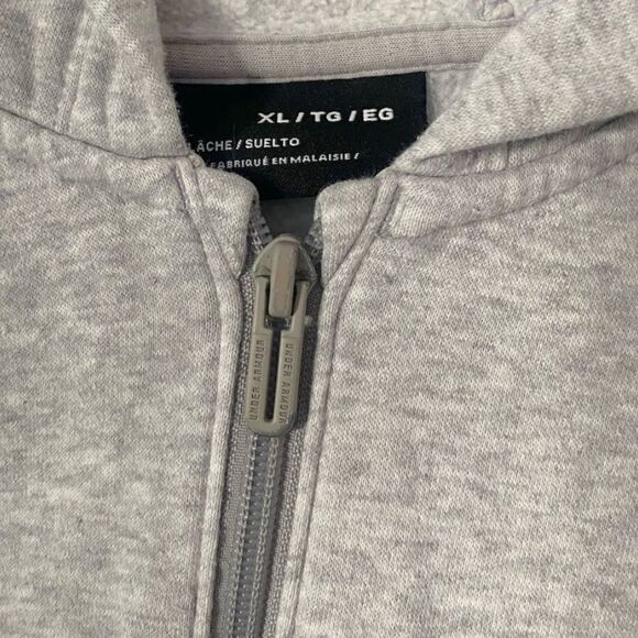 Under Armour gray pink strip girly sporty Y2K zip up comfy lounge hoody sweater - Picture 4 of 7